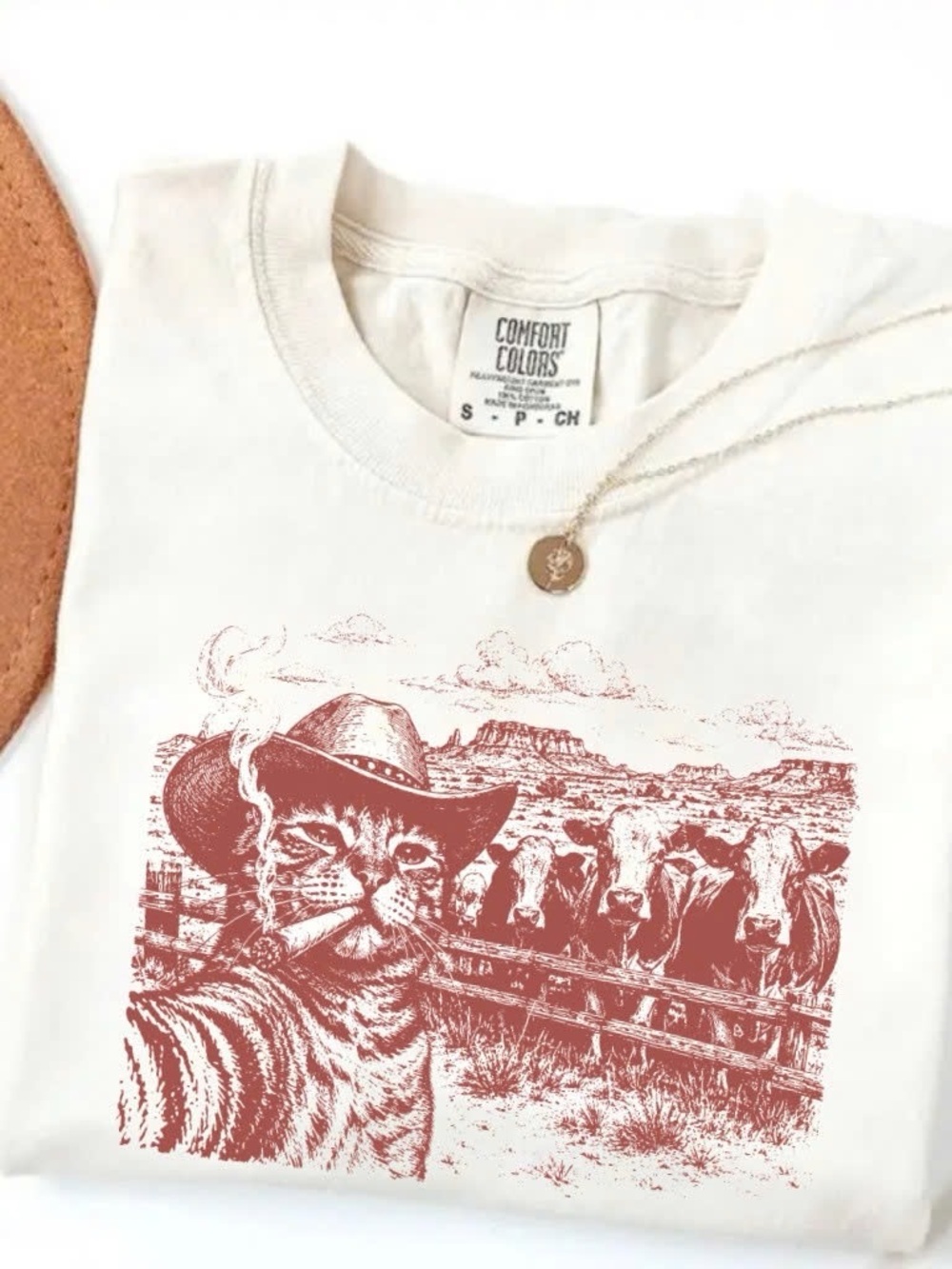Comfort Colors Cowboy Cat Graphic Tee Western Country Shirt